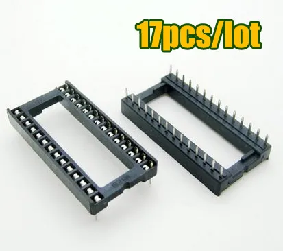 

17PCS/Lot Wide-body 28 Pin 2.54mm Pitch DIP IC Sockets Square Pin DIP28 test socket