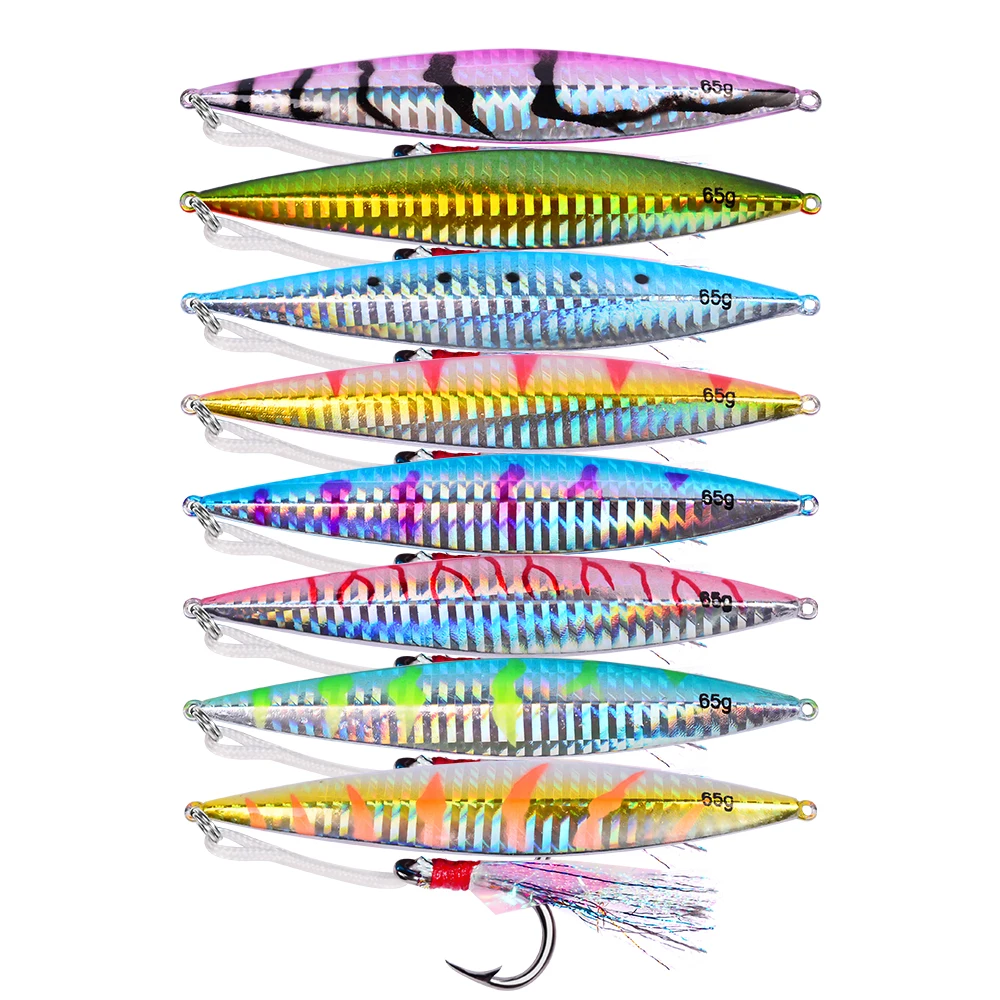 8pc Jig Fish 8 Colro Fishing Lures 65g-2.3oz Tackle 4.5&quot-11.5cm Bait 1PC Simple PVC bag package | Спорт и развлечения