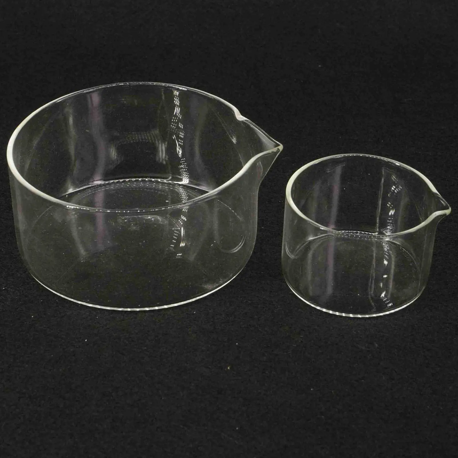 

60mm/90mm/100mm/125mm/150mm/180mm/200mm Lab Glass Crystallizing Dishes with Spout Crystallization Experiment