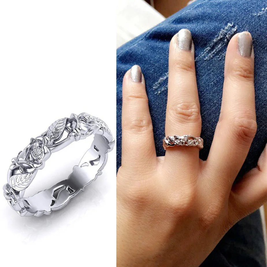 Dainashi 925 Серебряные кольца изящные элегантные 3D ажурный цветок дизайн поэтическое