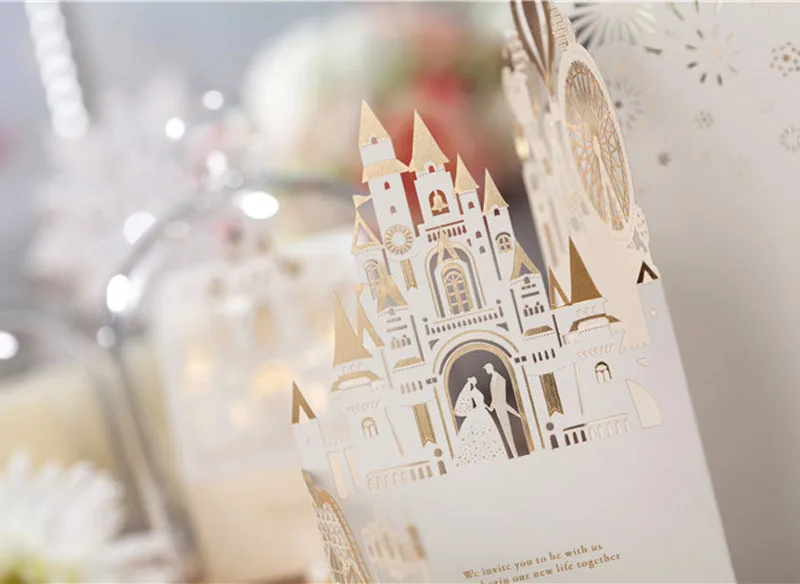 100 шт./лот лазерная резка свадебные приглашения Бесплатная Настройка