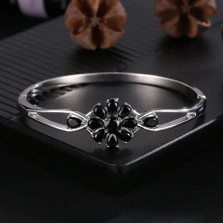 

New Type of Zircon Bracelet Sterling Silver Bracelet with Inlaid in National Flower with Box