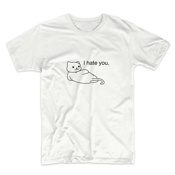 Женская футболка с рисунком кошки I Hate You забавная Tumblr летняя хлопковая