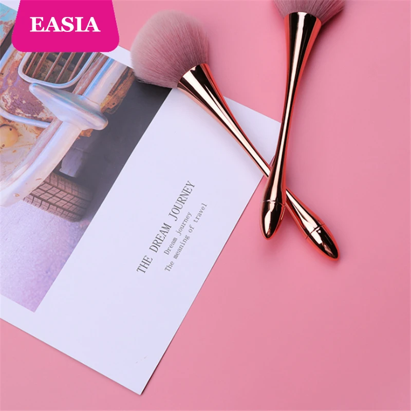 Rosegold Powder Makeup Brush Dense Soft Big Blush for Loose Compact Make up Fan with Box | Красота и здоровье