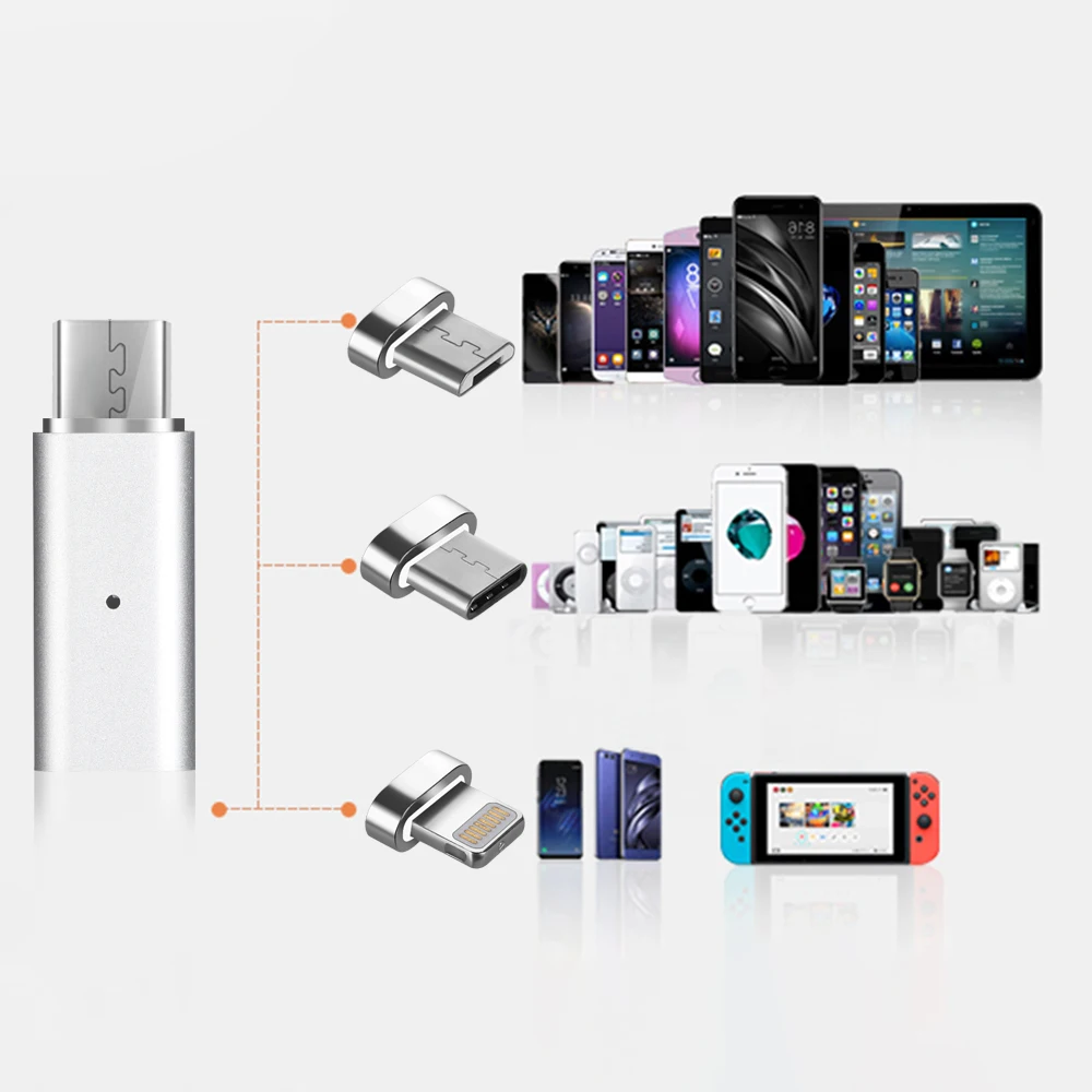 Высокое качество 3 в 1 магнитный Micro USB Type-C зарядное устройство адаптер для Android USB-C