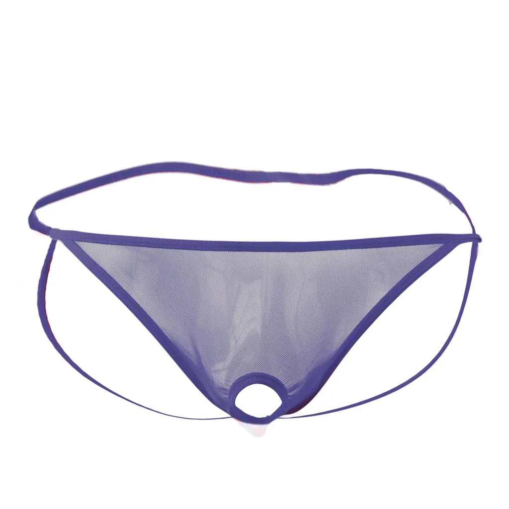 Мужские трусы с открытой передней сеткой G String Pouch нижнее белье фиолетовые