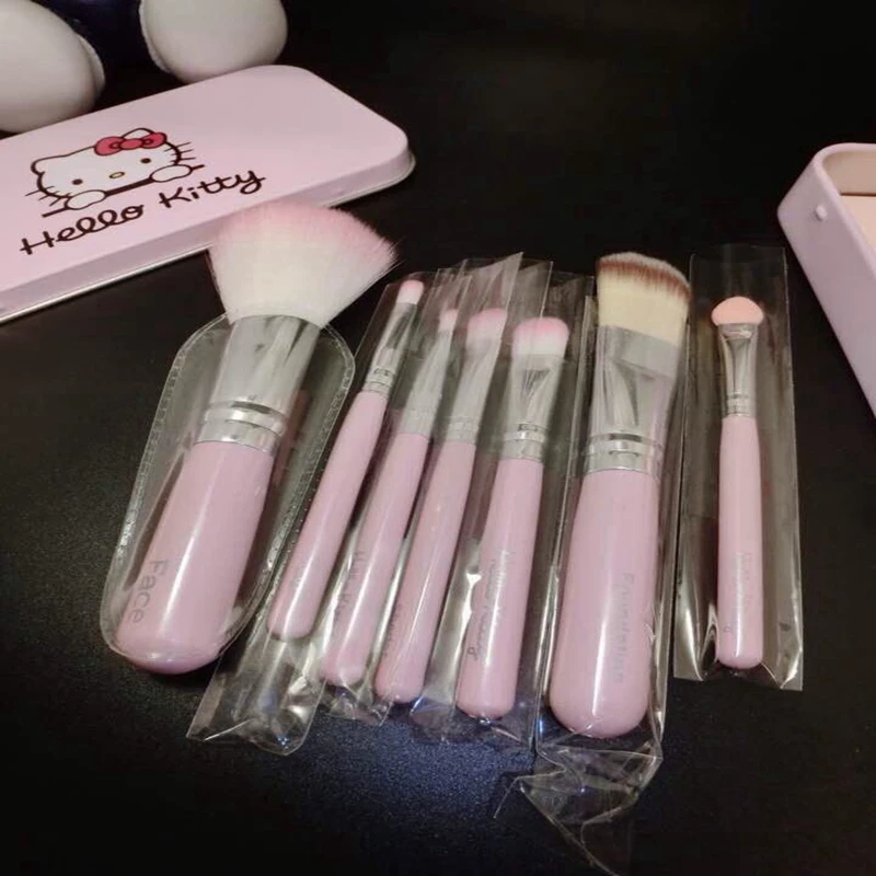 hello kitty 7 Pcs Makeup Brushes Set Powder Foundation Eyeshadow Eyeliner Lip Cosmetic Maquiagem professional | Красота и здоровье