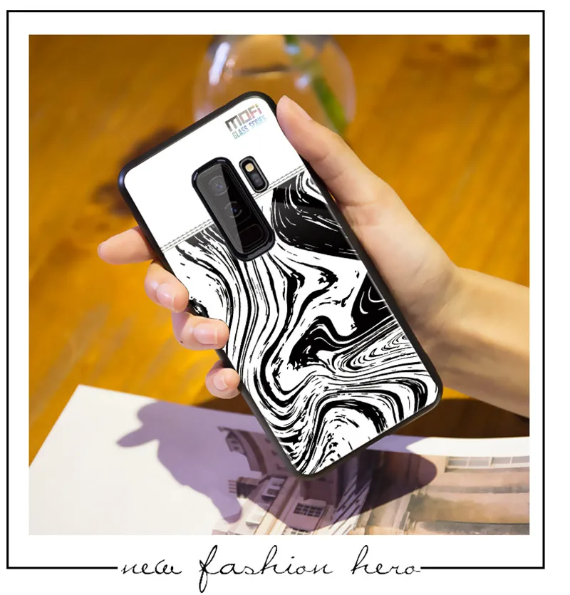 Для samsung s9 чехол Mofi для samsung s9 plus чехол стеклянный жесткий чехол для samsung s9 мраморный зернистый Черный Белый для galaxy s9 plus