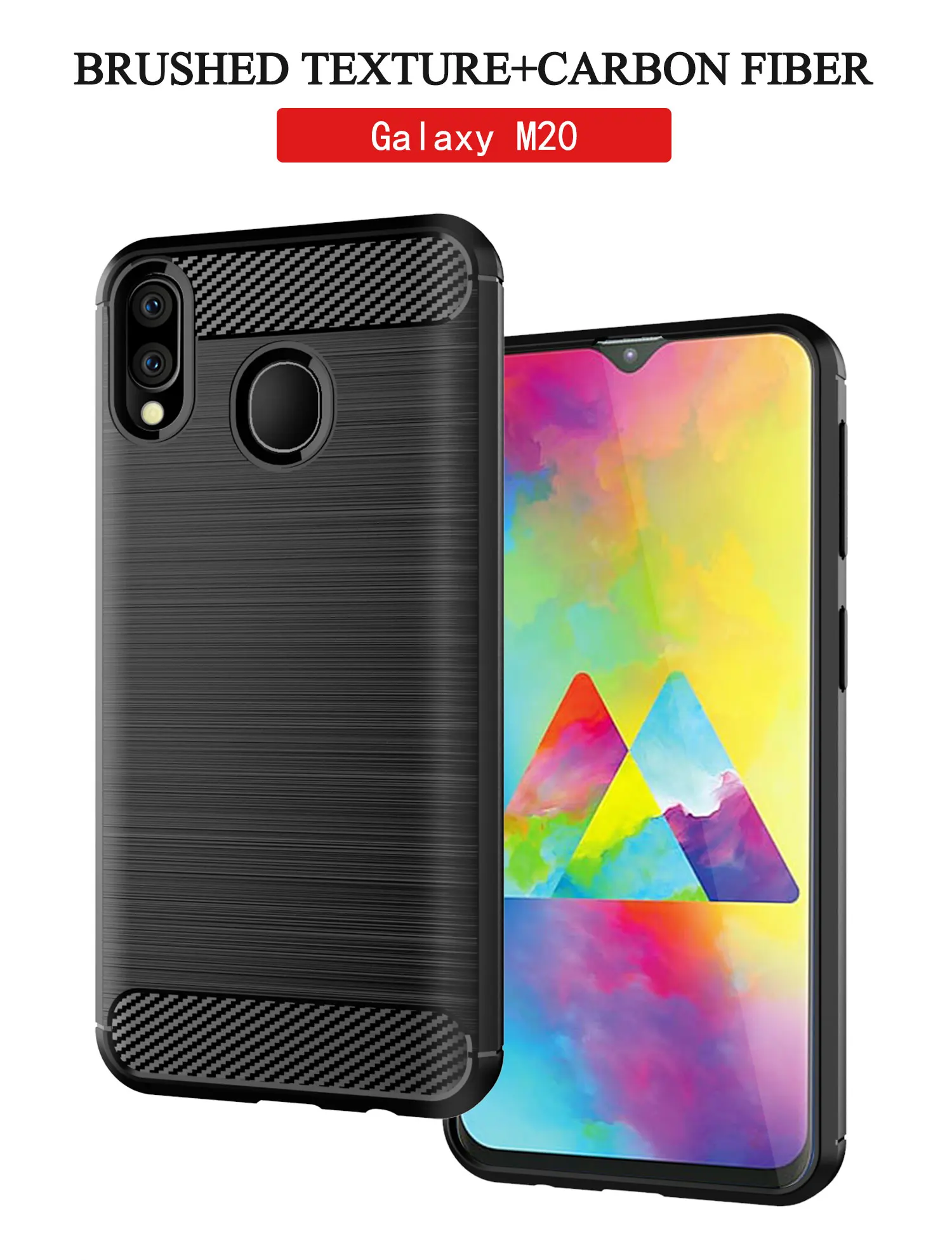 For Samsung M20 Case Carbon Fiber Soft Silicone Armor Bumper Cover Coque Rugged Capa Fundas (X828) | Мобильные телефоны и