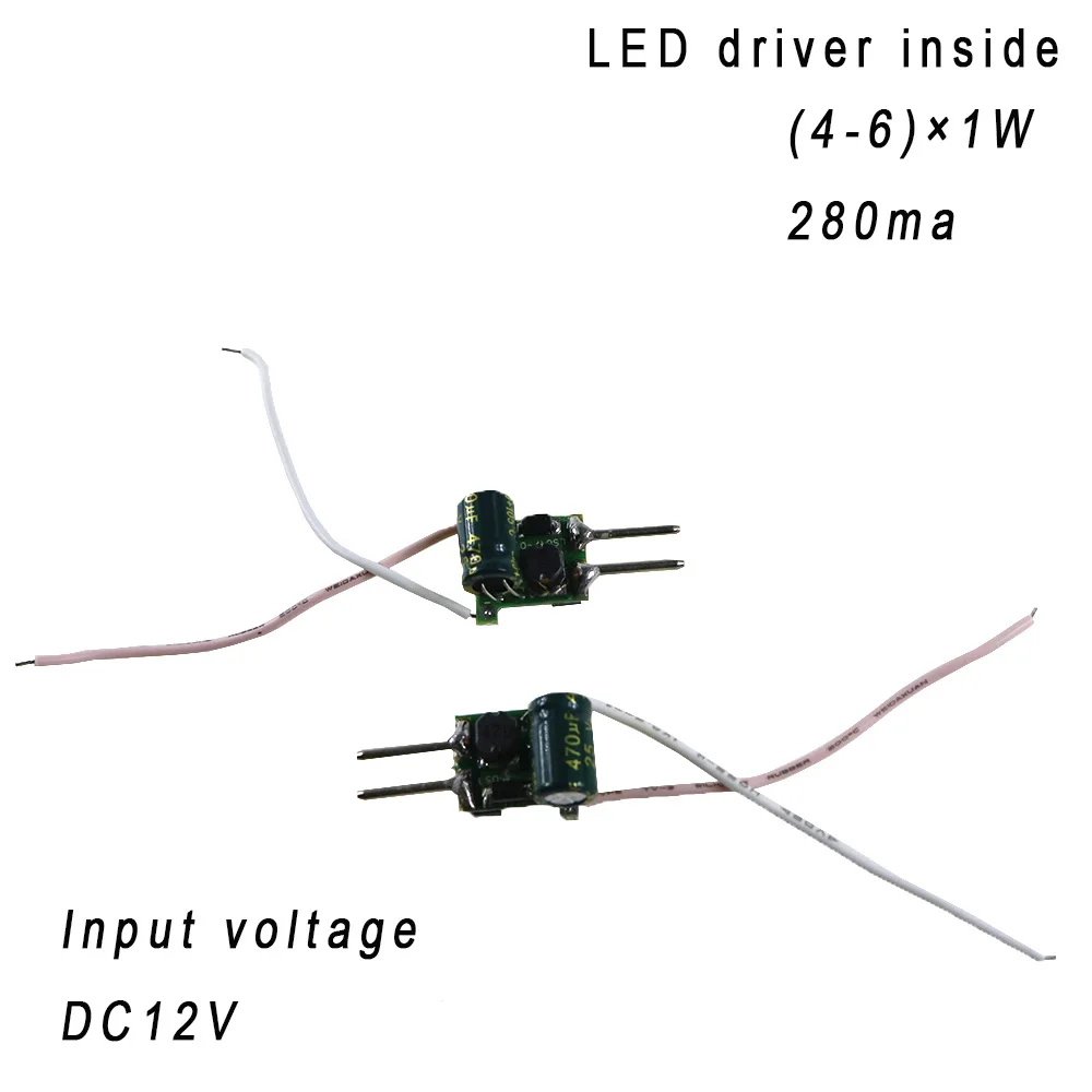 

5PCS (4-6)x1W 280ma 12V inside led driver constant current for 4W 5W 6W indoor led bulb lamp lighting with MR16 LED Driver 2pin