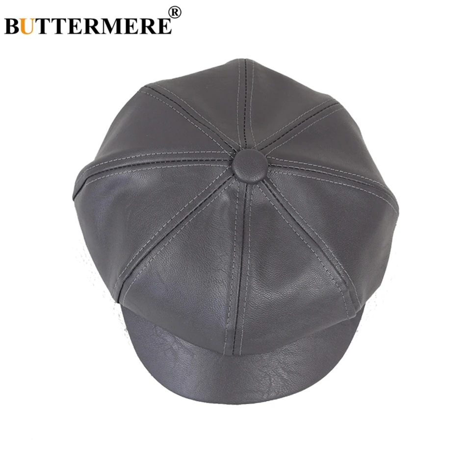 BUTTERMERE Кепка Newsboy из искусственной кожи, женская кепка Гэтсби, красная элегантная британская Мужская Весенняя Классическая винтажная Кепка для художников, плоская кепка s и головные уборы
