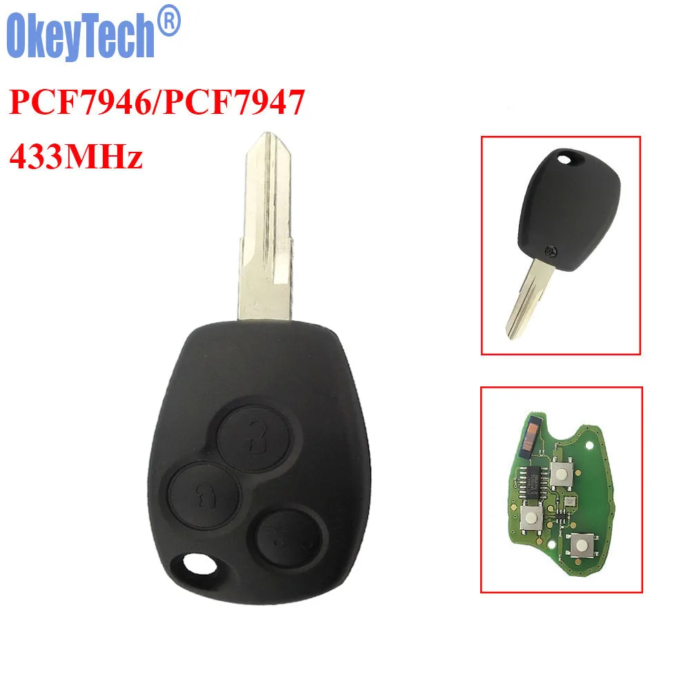 Автомобильный Дистанционный ключ OkeyTech для Renault Clio Scenic Kangoo Megane 433 МГц с чипом