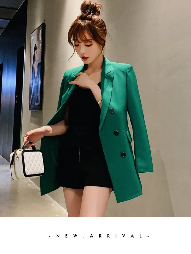 Chaquetas осенняя куртка с длинными рукавами женские формальные пальто зеленые черные однотонные офисные рабочие длинные женские куртки 5025 80