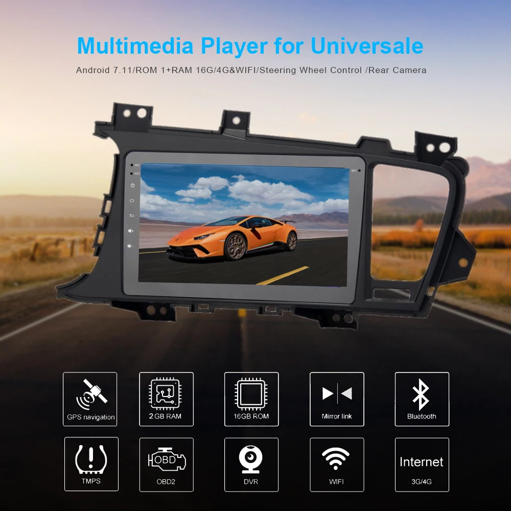 Четырехъядерный 1 din android 7 автомобильный Радио DVD GPS навигационный плеер для KIA