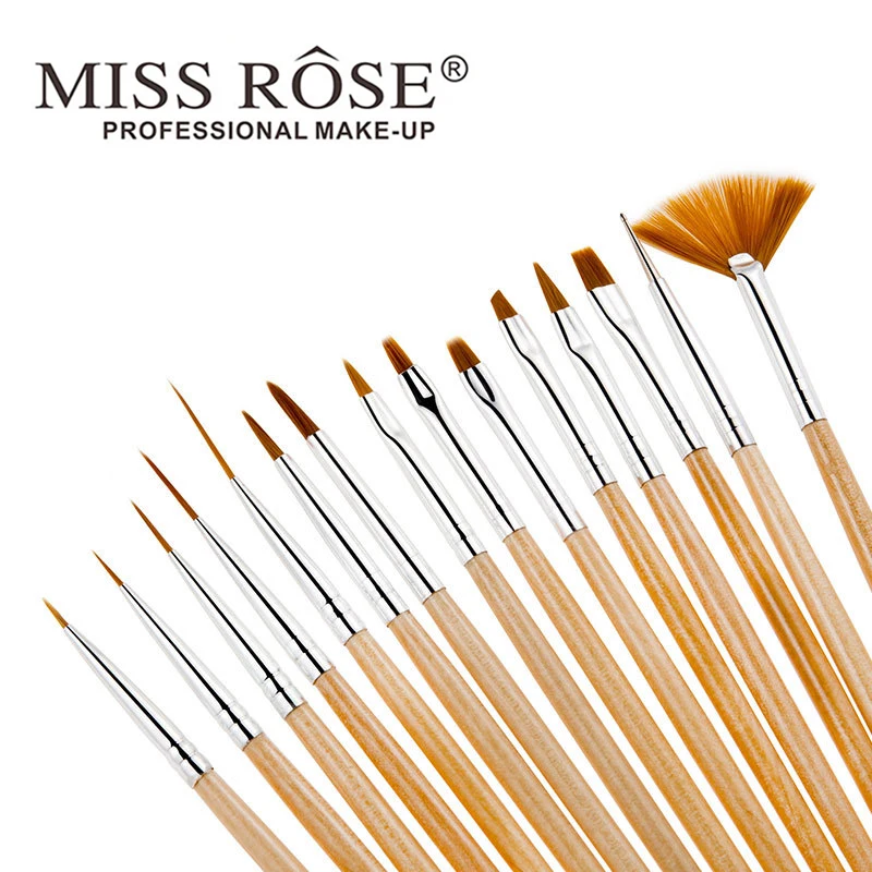 15 шт. Профессиональный деревянный набор кистей для дизайна ногтей Рисование