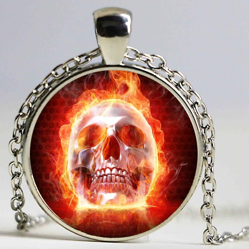 Кулон в виде черепа огненного кулон скелета кабошона фильм День мертвых ожерелье
