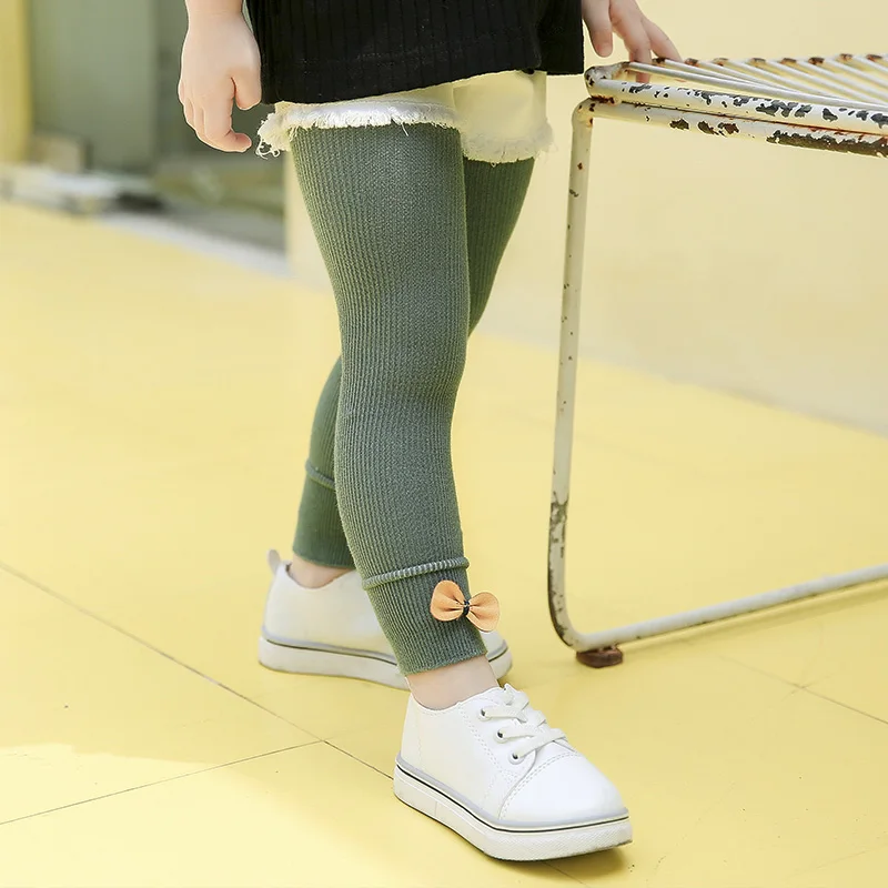 Весна-Осень 2019 детские колготки хлопковые для маленьких девочек с бантом и