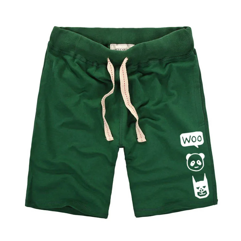 item02 - green Звездные Войны 3 головы логотип печать мужские шорты темно-серый повседневные шорты для мужчин woo Панда и геометрические дизайн мужские s хлопок шорты Лето - Цвет: item02 - green