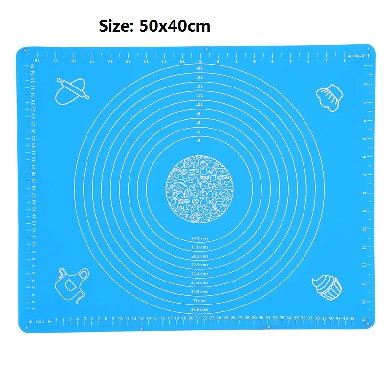 50x40cm Противопригарный силиконовый коврик для выпечки для духовки весы раскатки теста коврик для выпечки прокатки помадка, кондитерские изделия коврик жаропрочная посуда, Кулинария Инструменты - Цвет: 50x40cm