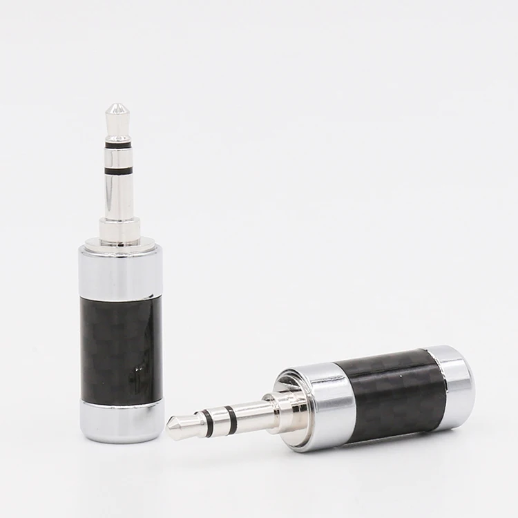 

2 шт., стерео мини-разъем 3,5 мм из углеродного волокна с родиевым покрытием