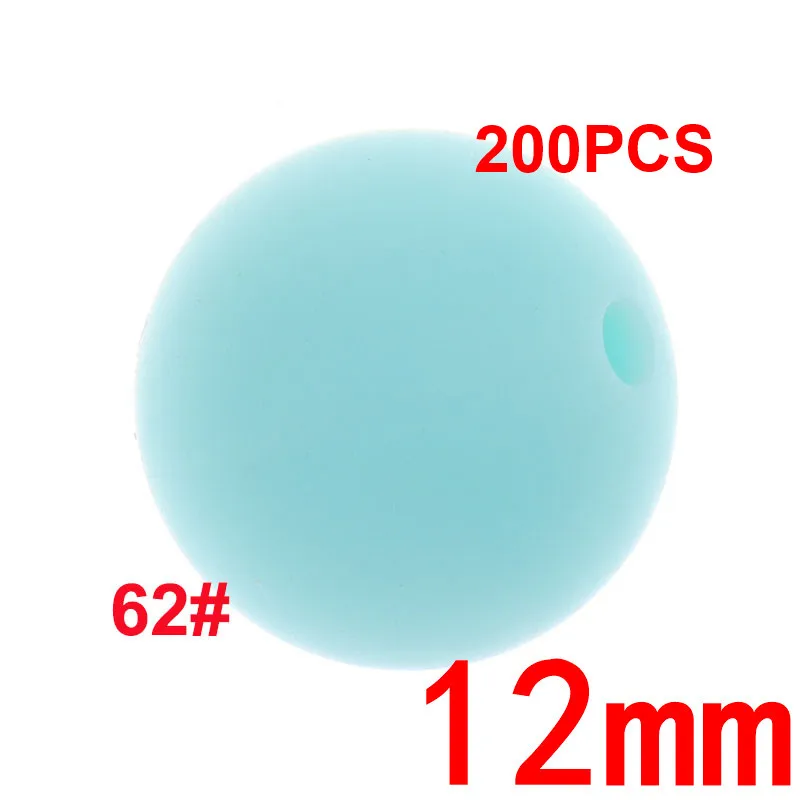 62 Blue Green 200 шт Круглые 12 мм Силиконовые Бусины прорезыватель Bpa бесплатно детские стоматологические ожерелья Аксессуары крепления для укачивания, успокаивающего приспособления цепочка ручная работа - Цвет: 62 Blue Green