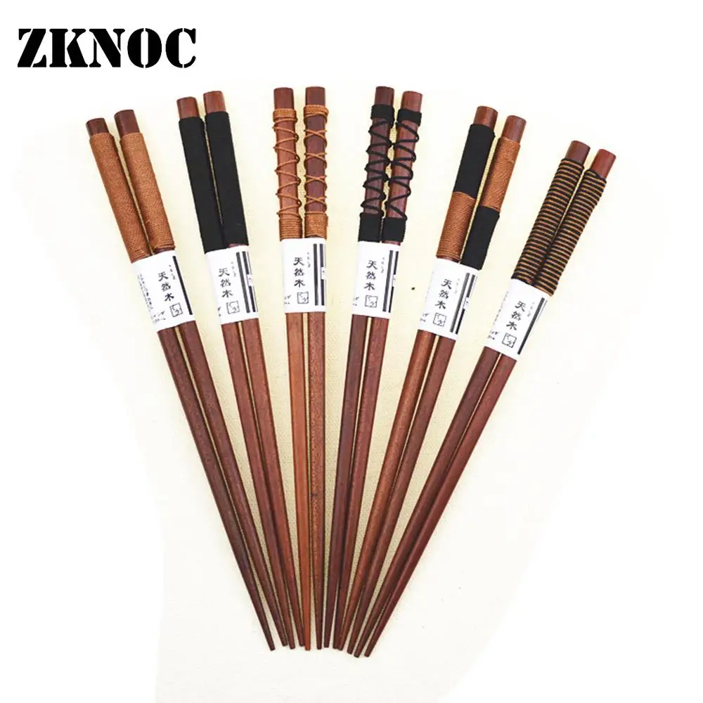 6 пар деревянные Экологически чистые многоразовые палочки для еды посуда