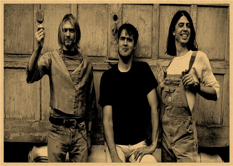 ВИНТАЖНЫЙ ПЛАКАТ Nirvana Kurt Cobain dormitory крафт-рок-оркестр декоративная живопись постер ретро-плакат/40*30 см - Цвет: Цвет: желтый