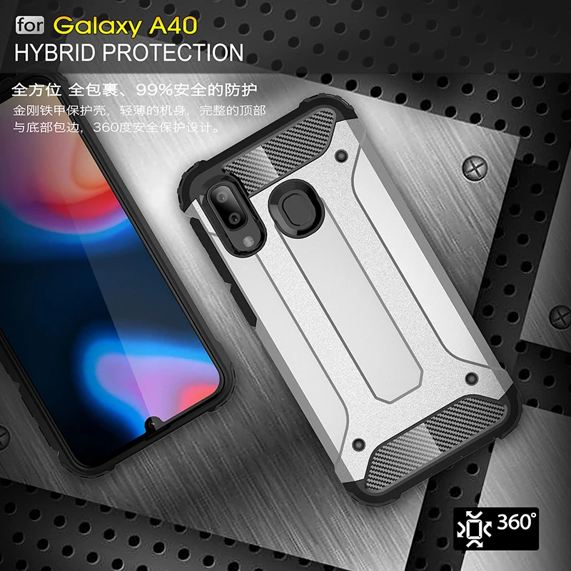 Для samsung Galaxy A40 чехол мягкий TPU + PC Гибридный Броня Крышка для случае Coque Защитная