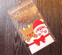 100pcslot packaging bag santa claus merry christmas self adhesive bags cookie plastic packaging bags 10x15cm