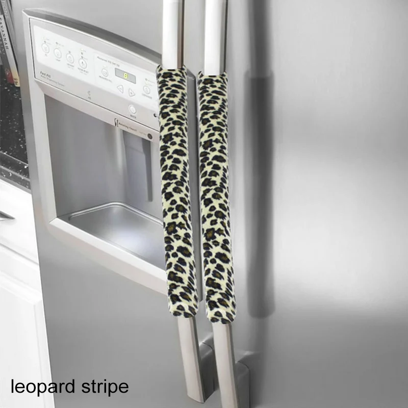 leopard stripe Протектор ручки холодильника Кухонные гаджеты Pleuche Ткань 1 пара домашний декор Чехлы для дверных ручек дверь холодильника подставка ручка Крышка - Цвет: leopard stripe