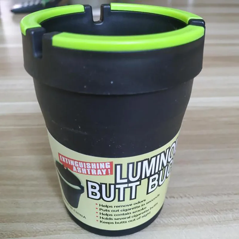 Black Luminous 11*8 см 6 цветов акриловая Пепельница Ведро автомобильная пепельница светящееся ведро стык модное пластиковое круглое пепельница для сигарет - Цвет: Black Luminous