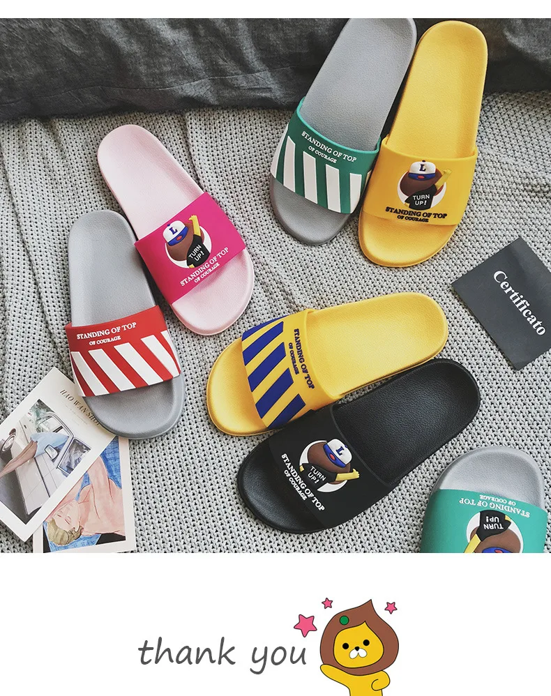Cute cartoon vegetable animal women Slippers female slides summer bathroom Non-slip flats slippers women bath slippers beach