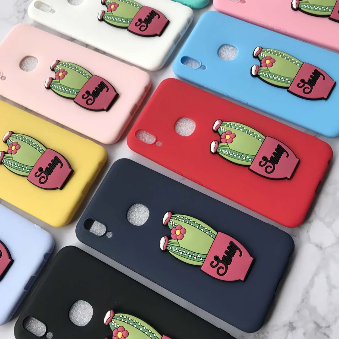 Карамельный цвет с 3D красный кактус Patch для iPhone X мультфильм кремния мягкий чехол 7