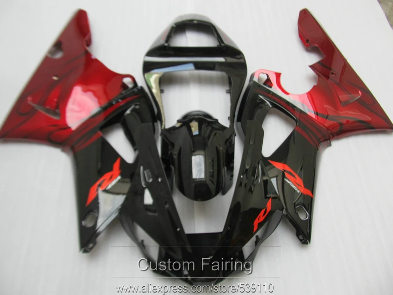 

Aftermarket body parts fairing kit for Yamaha YZFR1 00 01 wine red black fairings set YZF R1 2000 2001 LK14