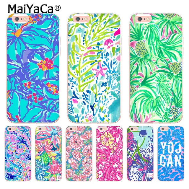 Летние розовые Чехлы MaiYaCa Lilly Pulitzer для iPhone 4S 5C 5S 6S 8 Plus X XR XS MAX прозрачные мягкие