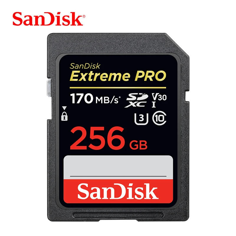 Двойной Флеш-накопитель SanDisk 128 Гб SD Card 64 Гб карта памяти SDXC карты 256 ГБ UHS-I U3 Class10 V30 Extreme PRO карты 170 МБ/с. 4K видео в формате Full HD для SLR Камера