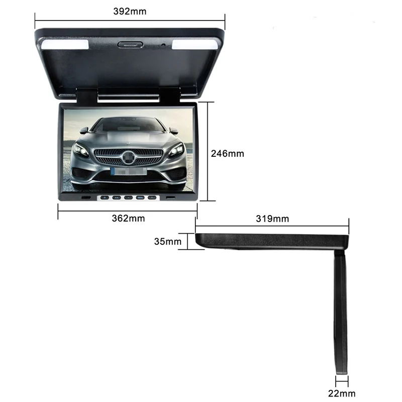 15.4 Inch Car Monitor HD 1080P Video Roof Flip Down Mount Ceiling MP5 Player Screen With USB/SD/Sperker/IR/FM Transmitter | Автомобили и