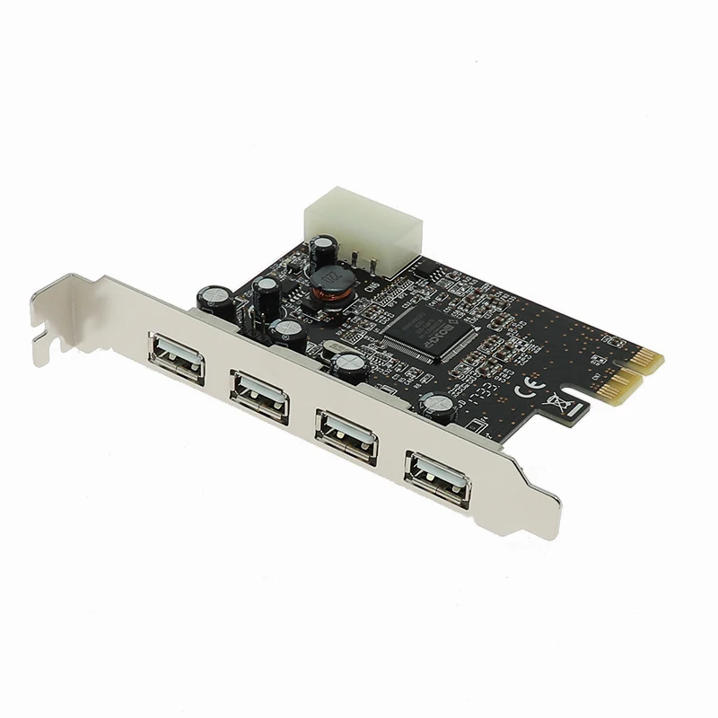 Usb 2,0 pci карта расширения на 4 порта PCI-E для USB2.0 компьютер карты расширения pcie usb адаптер с 4pin интерфейс питания для win 10