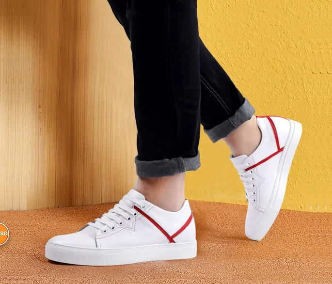 Male Sneakers Invisible Elevator Shoes For Men Height Increasing 6cm Man White Genuine Leather Casual chaussure homme | Обувь