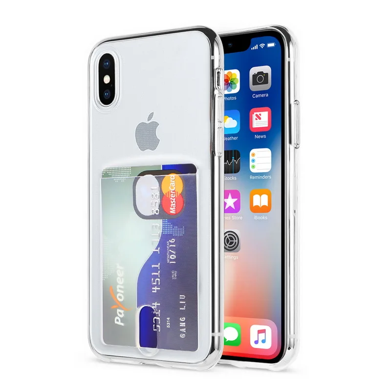 YISHANGOU кредитный держатель для карт, прозрачный чехол для iPhone 11 Pro Max 7 8, мягкая задняя крышка из ТПУ для iPhone 6 6S Plus X XR XS Max