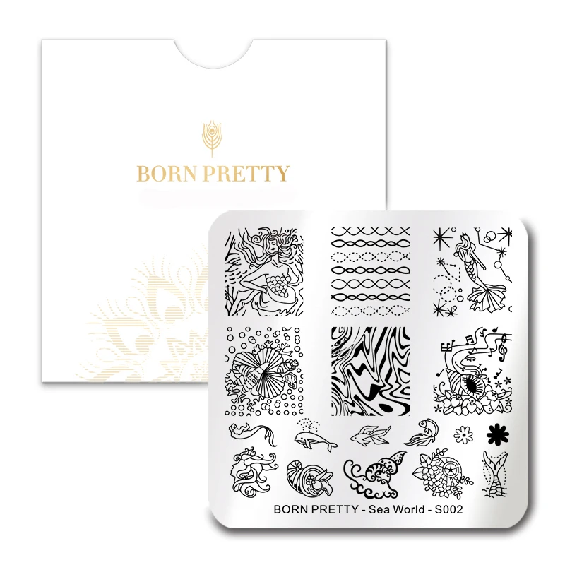 BORN PRETTY Sea World штамповка темпалт Рыба Морская звезда квадратная пластина для