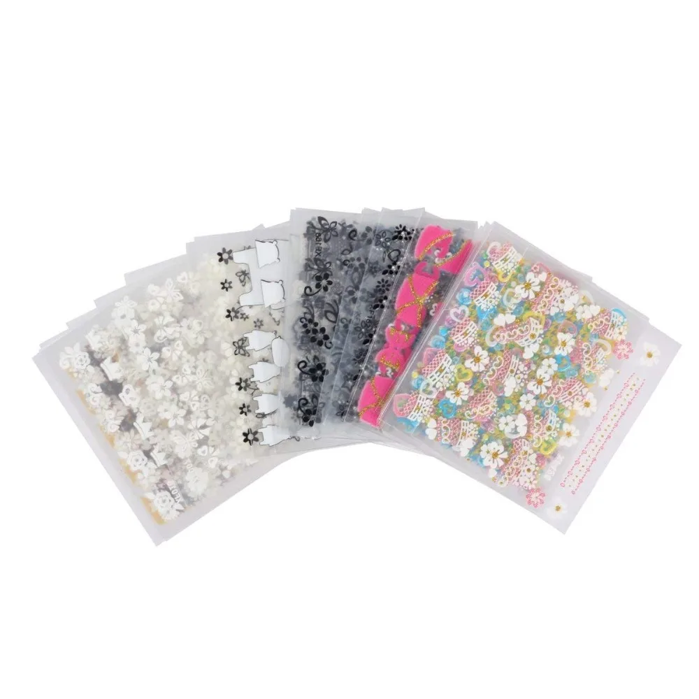 

200packs/lot -50 x 3D Nail Art Decarations False Tips Sticker Decal Mix Color Self-adhesive Flower Decal Decoration Wholesales