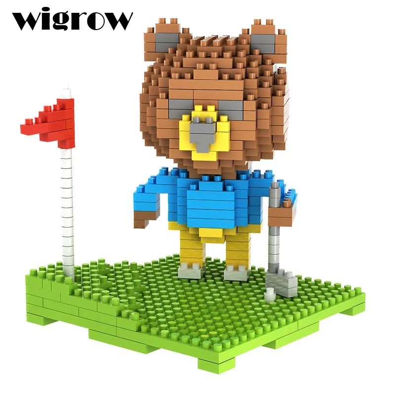Wigrow мини медведь здание дети развивающие блоки игрушки DIY мультфильм модель