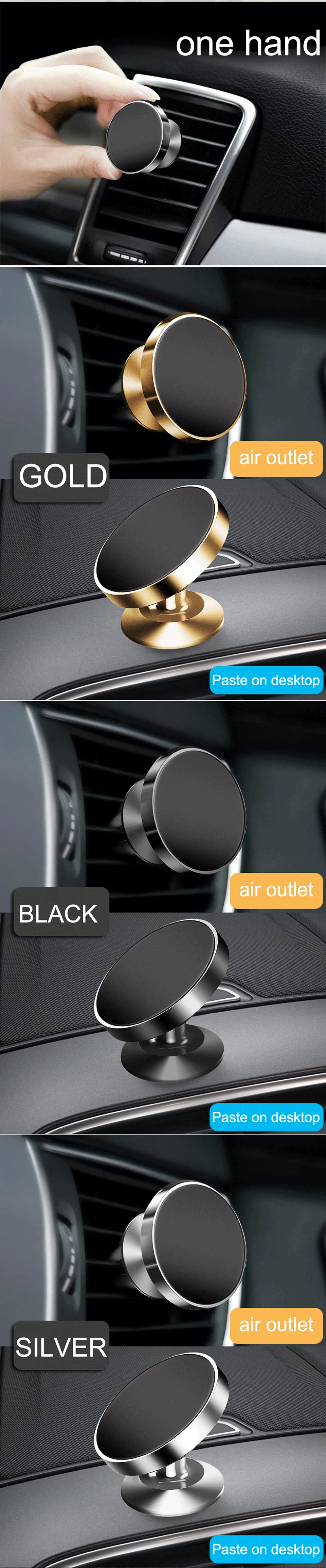 Universal Magnetic Car Phone Holder Air Vent Clip phone Stand in Car for iPhone X 8 7 6 for Samsung Huawei xiaomi Support GPS