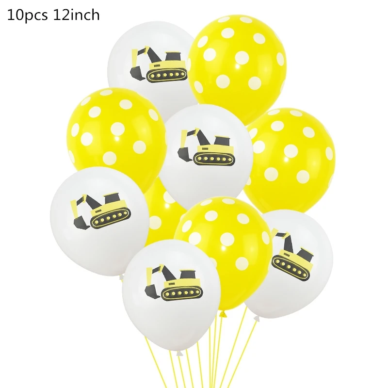 10Pcs latex balloon8 Строительный трактор тема экскаватор надувные шары грузовик автомобиль баннеры детский день рождения, день рождение мальчика вечерние принадлежности - Цвет: 10Pcs latex balloon8