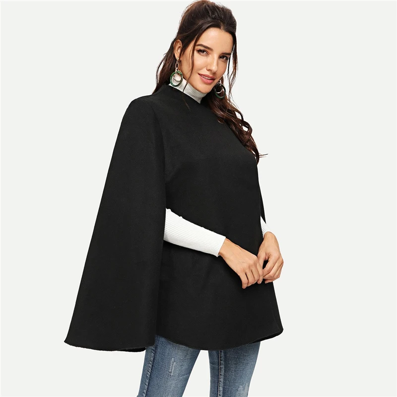 SHEIN Пальто-Пончо С Длинны Рукавом Стильное Пальто Оригинального Кроя