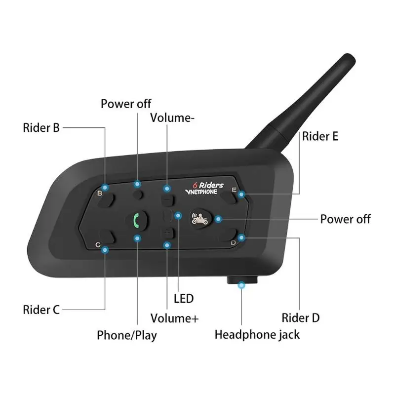 1/2 шт. V6 Pro мотоциклетный шлем Bluetooth гарнитура домофон 6 всадников 1200 м беспроводное переговорное устройство BT домофон водонепроницаемый