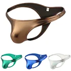 Мужские трусы-плавки для вечеринки, клуба из искусственной кожи, мужские сексуальные трусы с Т-образной застежкой, бикини, нижнее белье для мужчин, U-выпуклые трусы, танцевальное белье