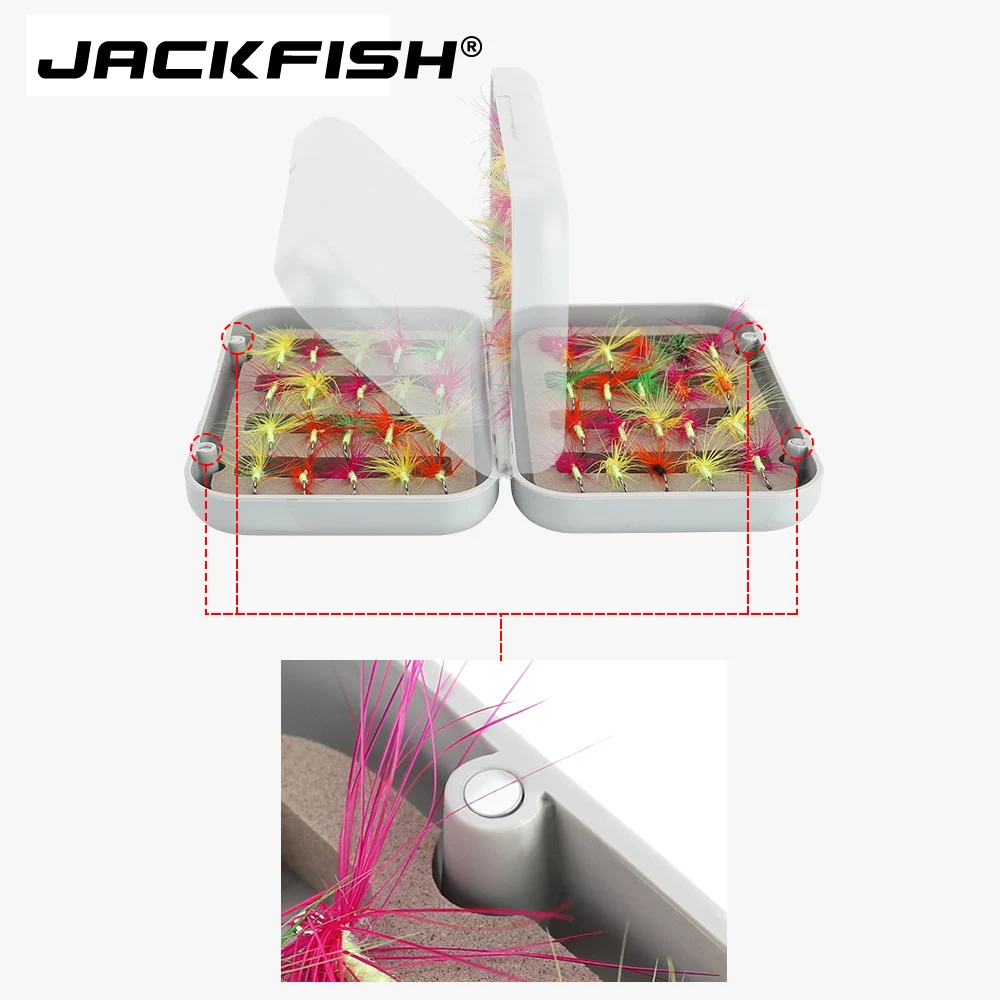 JACKFISH 40PCS/BOX Fishing Lure Set fly Insects 8 different Style Salmon Flies Trout Single Dry Fly Lures Tackle | Спорт и
