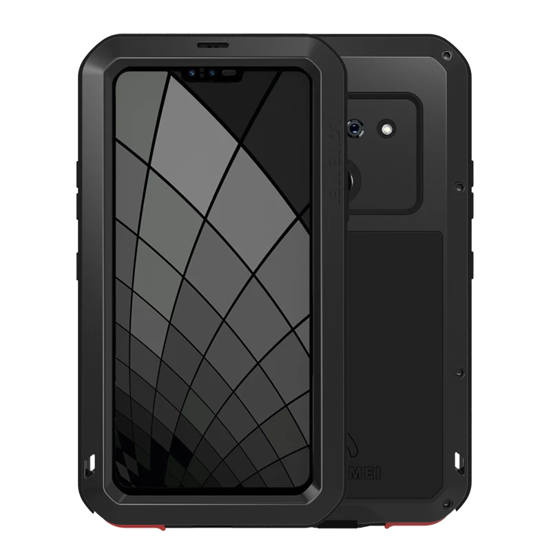 black Gorilla glass) LOVE MEI мощный чехол для LG G8 ThinQ чехол для телефона LG G8 Водонепроницаемый Алюминиевый металлический Броня чехол для телефона LGG8 - Цвет: black